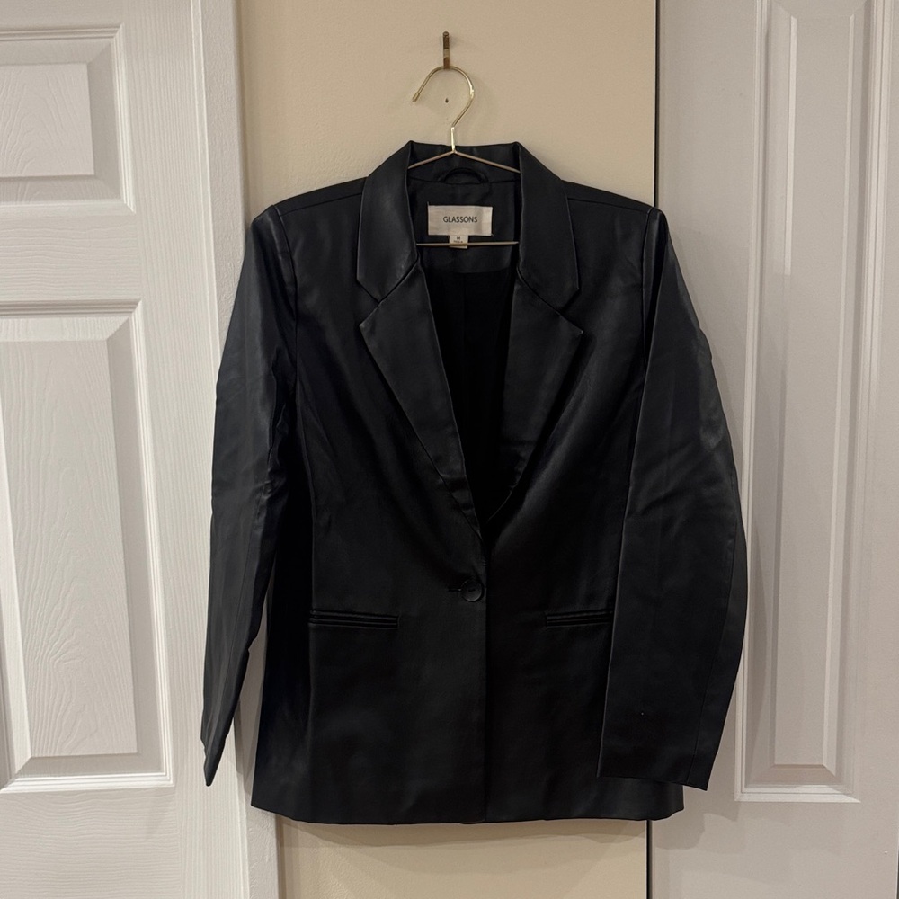 Glassons Faux Black Leather Blazer